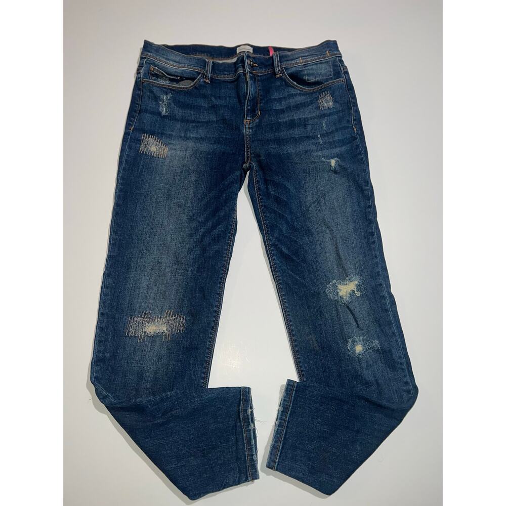 Sneak peek women’s boyfriend distressed blue jeans